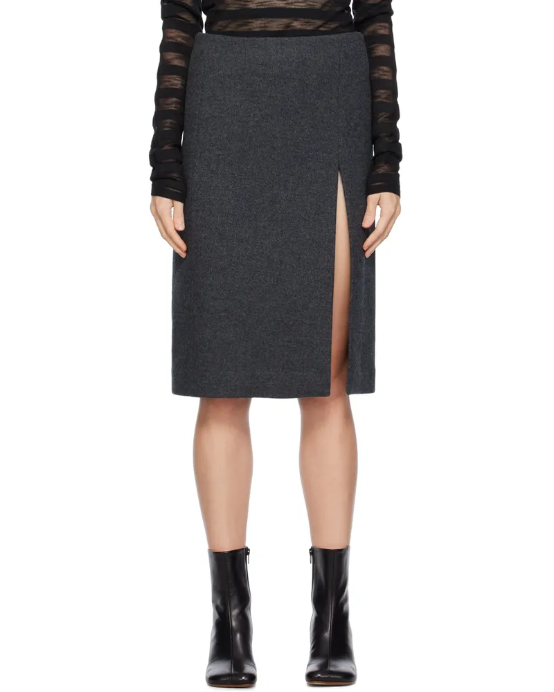 WE 11 DONE Gray Vented Miniskirt Dark