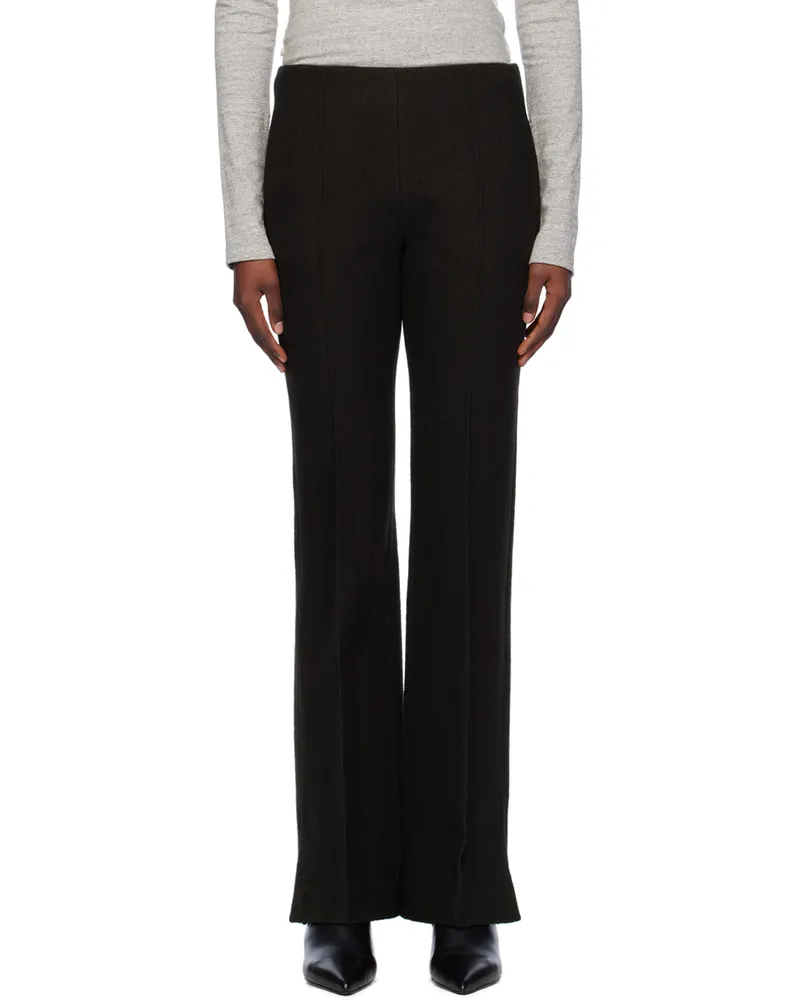 UMBER POSTPAST Brown Wool Felted Trousers Dark_brown