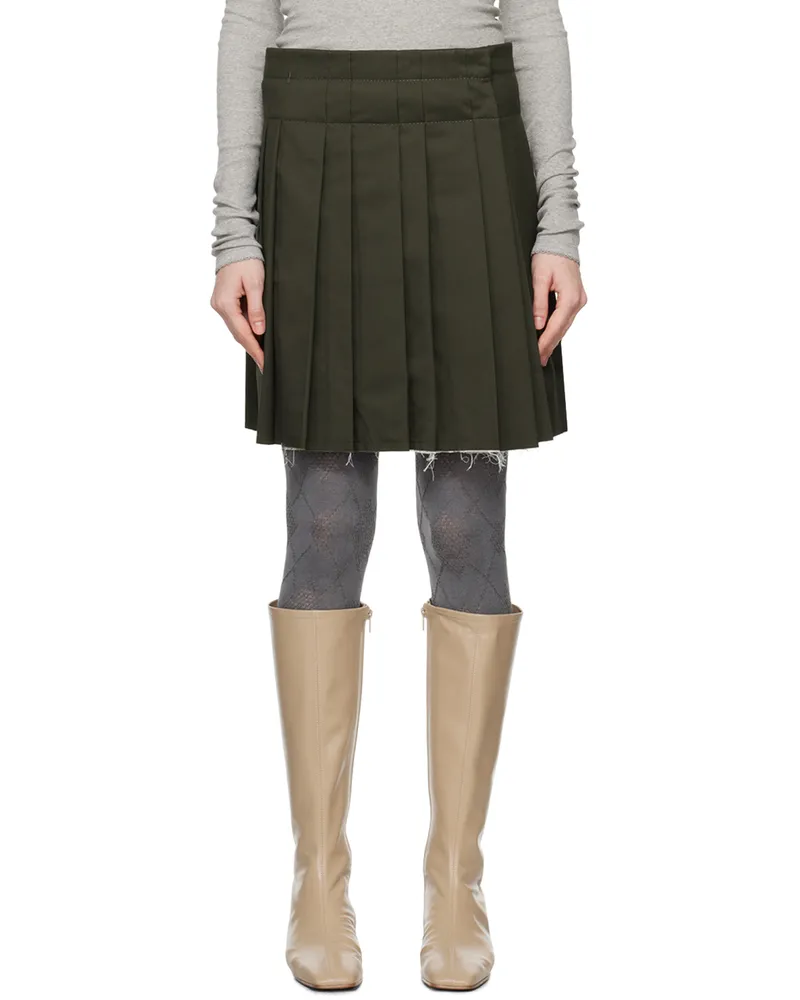 OPEN YY Khaki Pleated Wrap Miniskirt Khaki