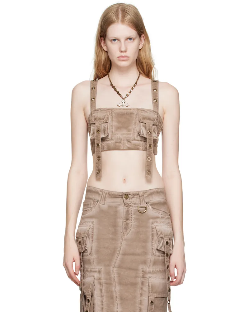 Blumarine Brown Cargo Pocket Tank Top N0811