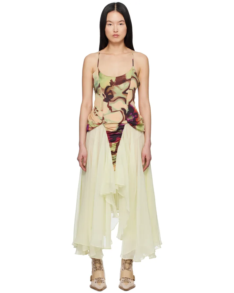 Collina Strada Green Magnolia Maxi Dress Watercolor