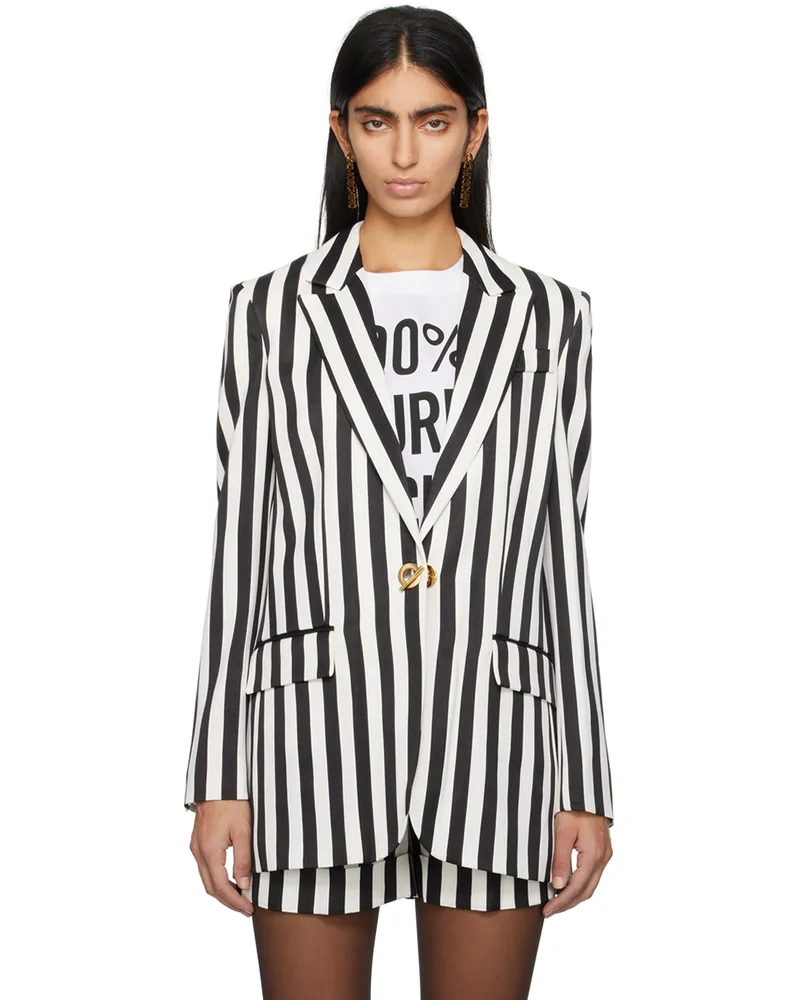 Moschino Black & White Striped Blazer A1555