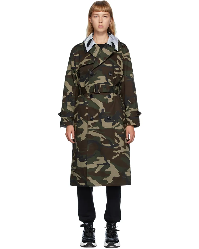 VETEMENTS Multicolor Layered Trench Coat Green