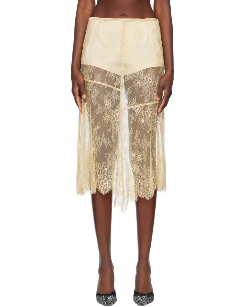 STAND Beige Mathilde Midi Skirt 90006