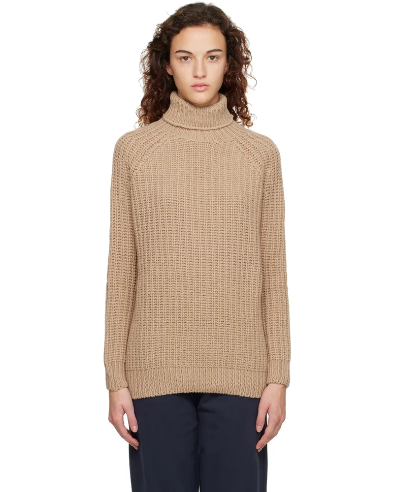 Sunspel Beige Chunky Turtleneck Light