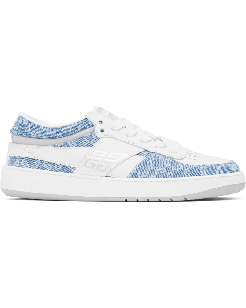 Givenchy White & Blue G Move Sneakers 457-denim