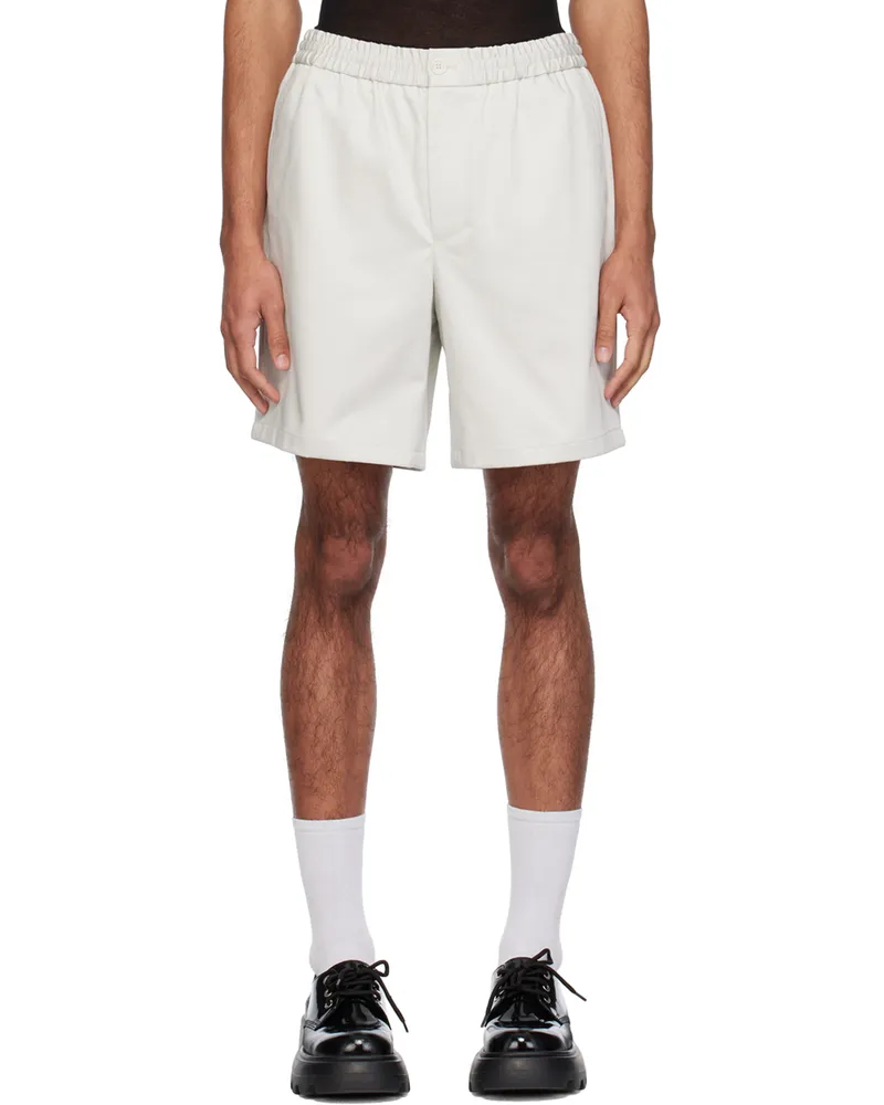 AMI Paris Off-White Elasticized Shorts Chalk