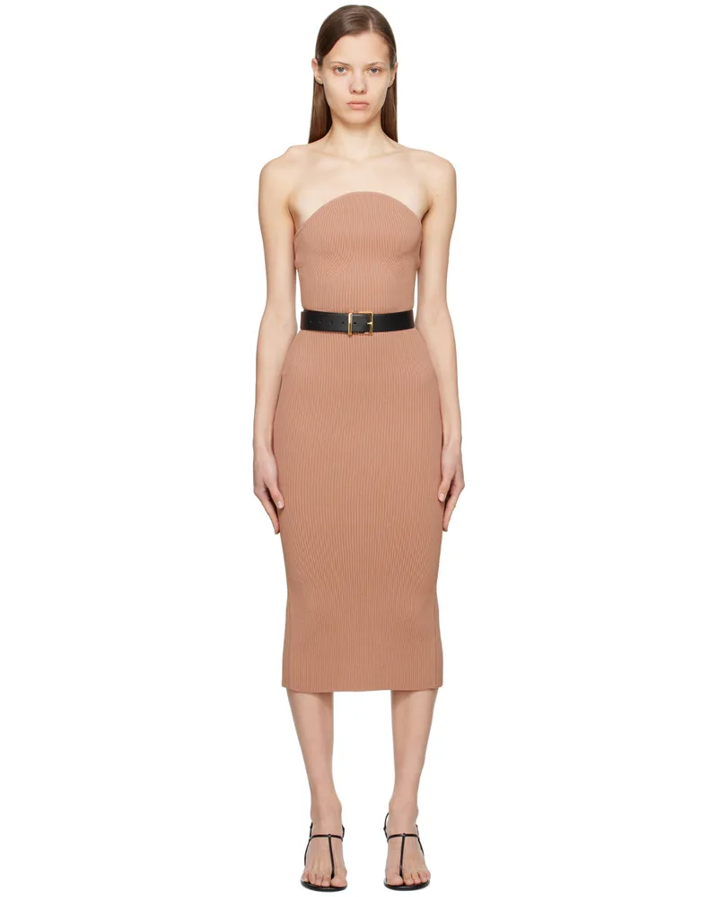 KHAITE Tan 'The Rumer' Midi Dress 942