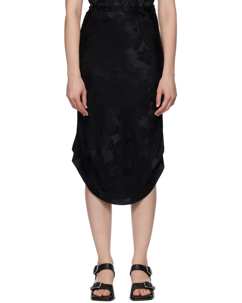 Maison Margiela Black Floral Midi Skirt 002j
