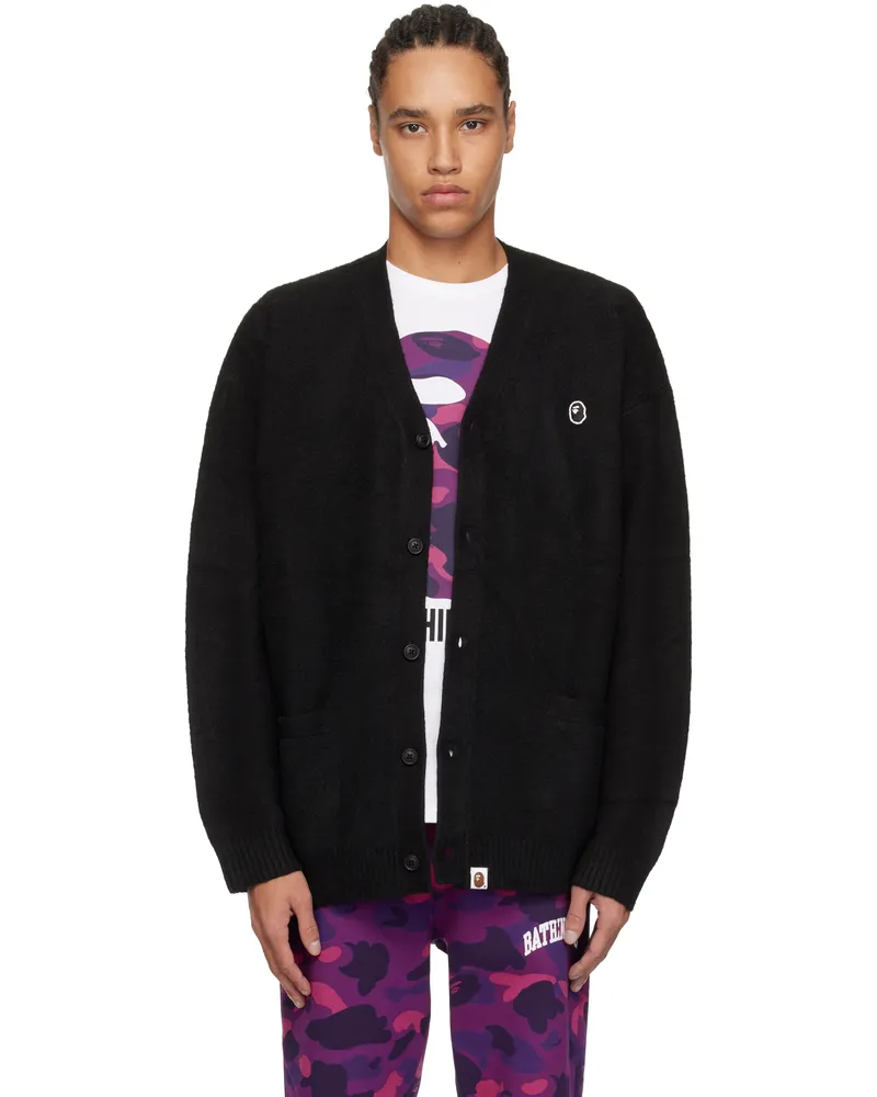 BAPE Black One Point Hairly Yarn Cardigan Black