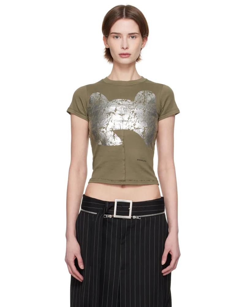 Eckhaus Latta Taupe Lapped Baby T-shirt Reflector