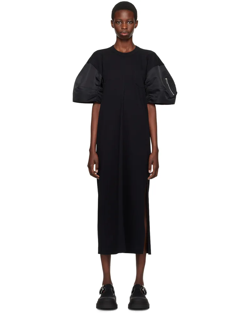 Sacai Black T-Shirt Midi Dress 001