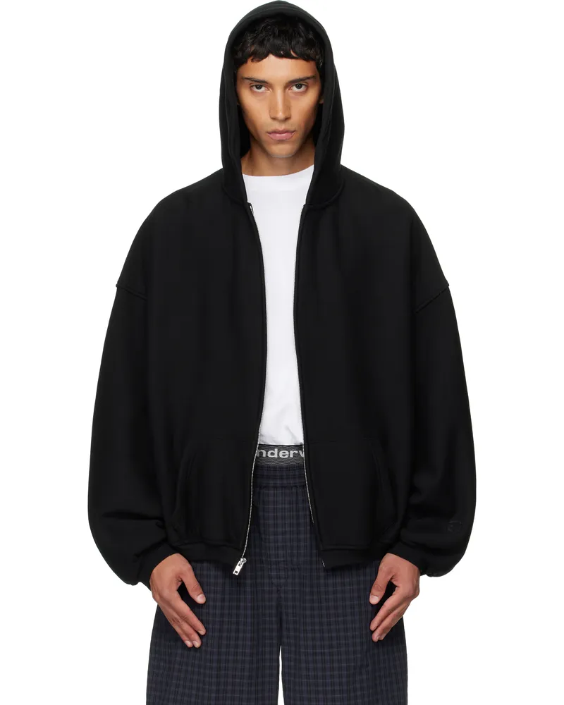 Alexander Wang Black Zip Star Puff Logo Hoodie 001