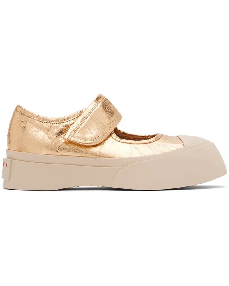 Marni Gold Leather Mary Jane Sneakers 00y65