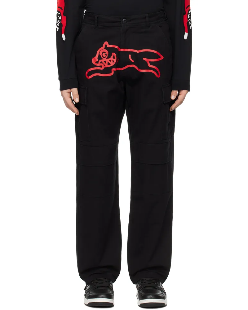 ICECREAM Black Running Dog Cargo Pants Black