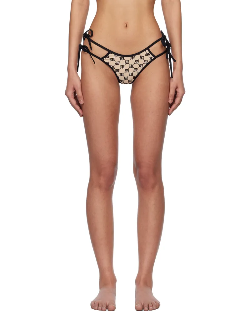 MISBHV Beige & Black Swim Coquette Bikini Bottom Beige