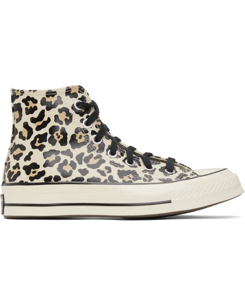 Converse Beige Chuck 70 Glow-In-The-Dark Leopard Print High Top Sneakers Egret