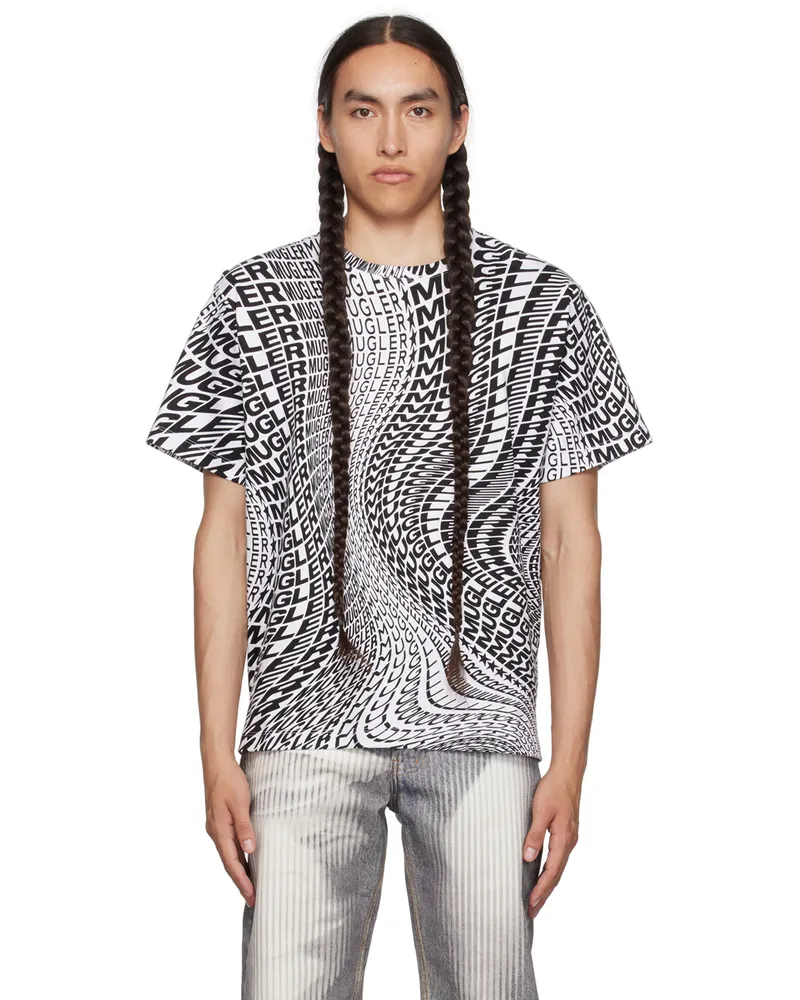 Thierry Mugler Black & White Swirling Star T-Shirt Black