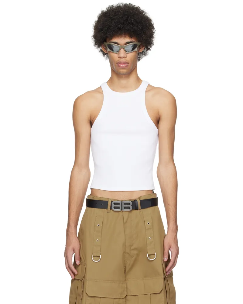 VETEMENTS White Embroidered Tank Top White