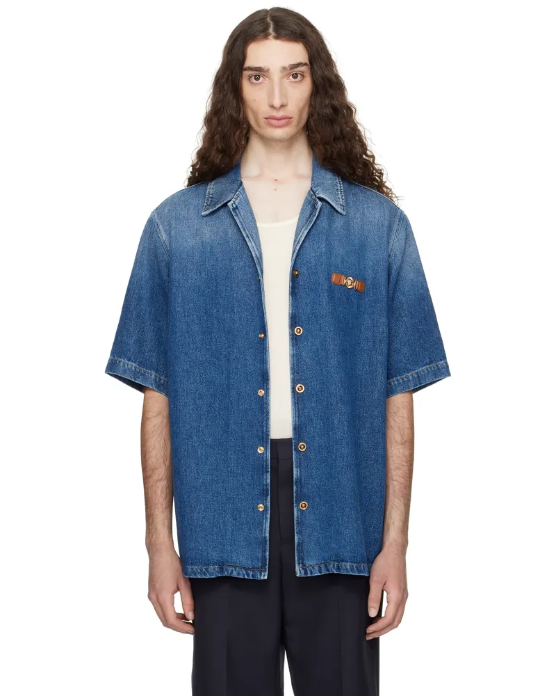 Versace Blue Medusa Biggie Denim Shirt 1d030-medium