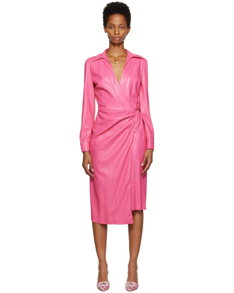 MSGM Pink Faux-Leather Midi Dress 14