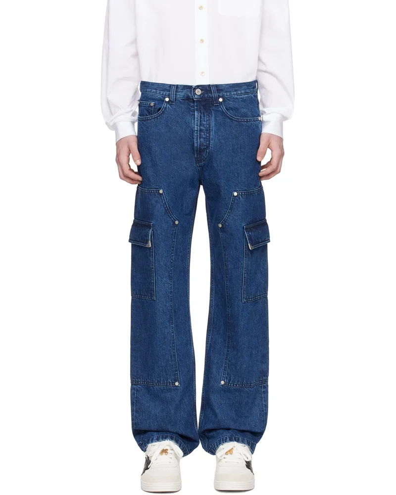 Palm Angels Indigo Monogram Workwear Jeans Indigo