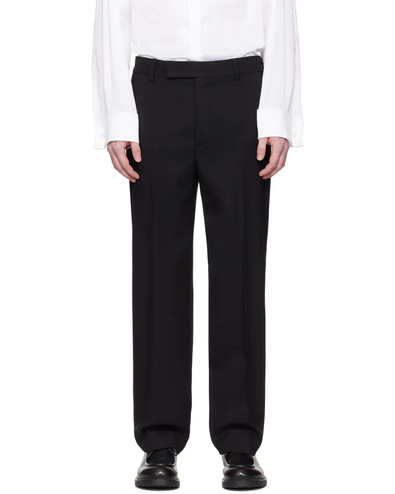 Marine Serre Black Virgin Wool Twill Pleated Trousers Bk99