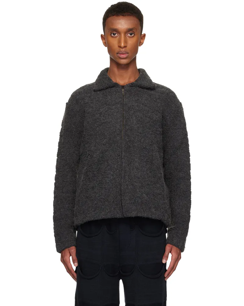 Isa Boulder SSENSE Exclusive Gray Towel Zip BT Jacket Charcoal
