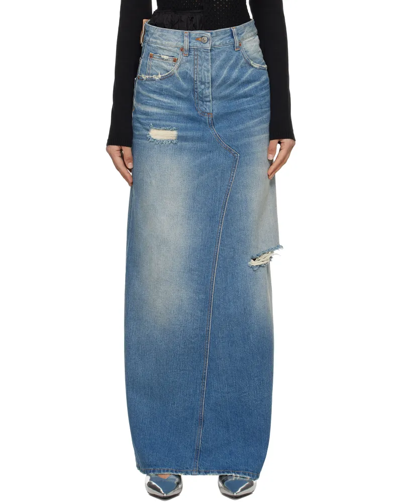 Maison Margiela Blue Denim Twisted Maxi Skirt 961