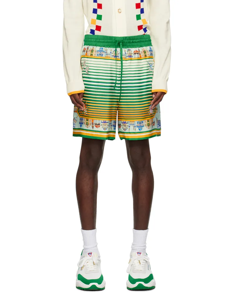 Casablanca Paris Green Cityscape Shorts Cityscape