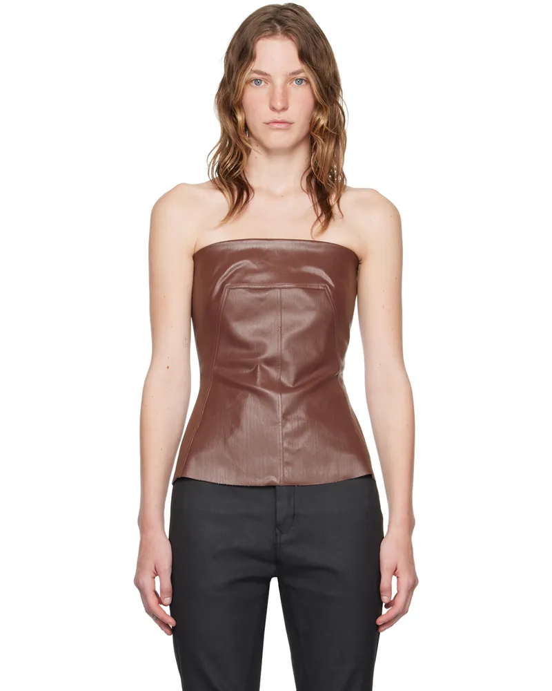 Rick Owens Brown Porterville Bustier Denim Camisole 93