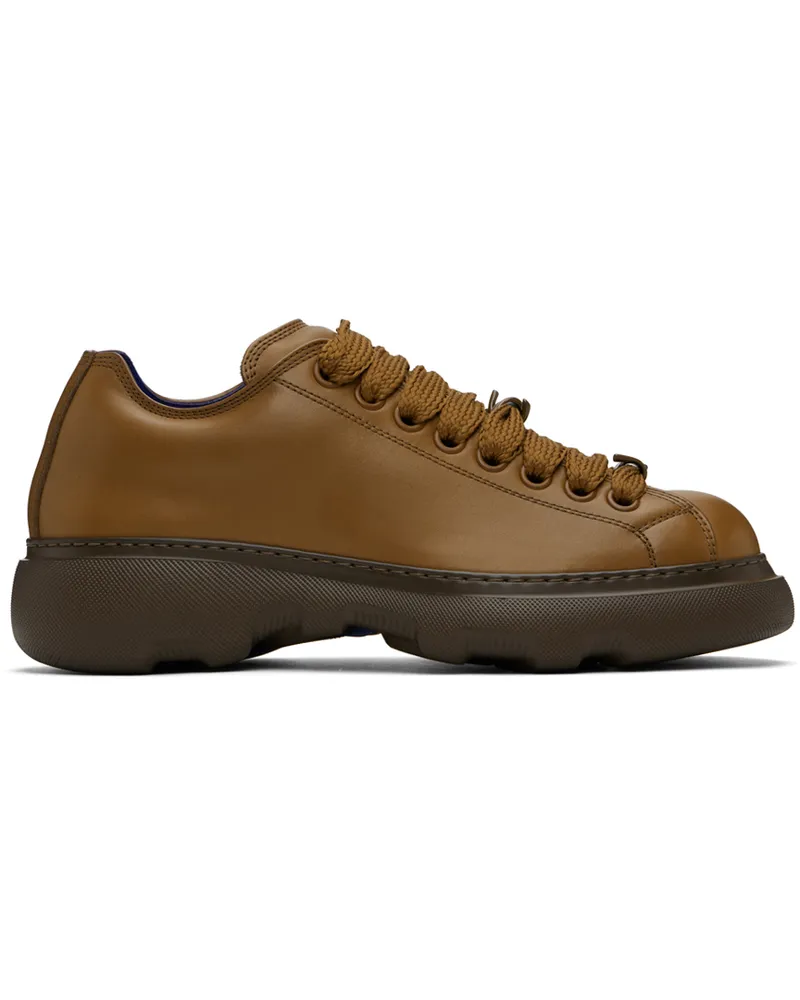 Burberry Brown Leather Ranger Sneakers Wood