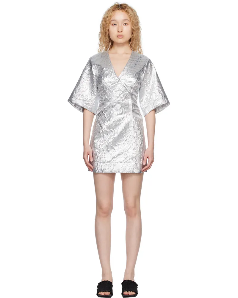 Ganni Silver Wrap Minidress 018