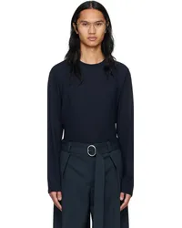 Jil Sander Navy Crewneck Long Sleeve T-Shirt Midnight