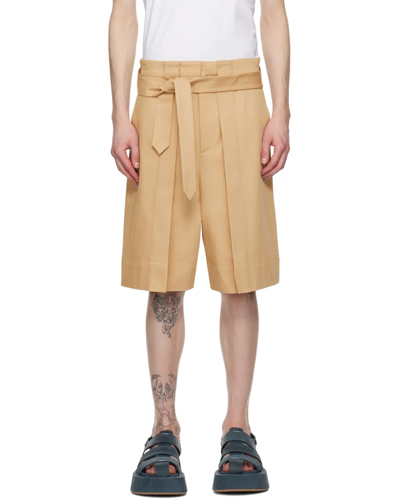 J.W.Anderson Beige Folded Front Pleat Shorts 132