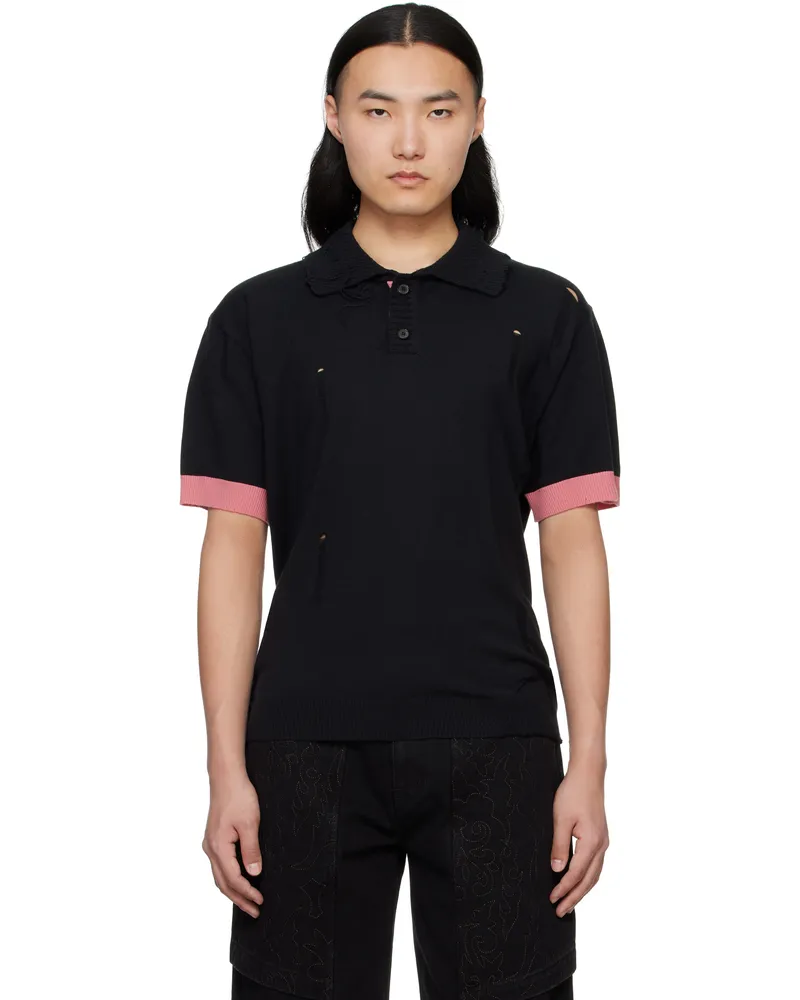 Andersson Bell Black Damaged Polo Black