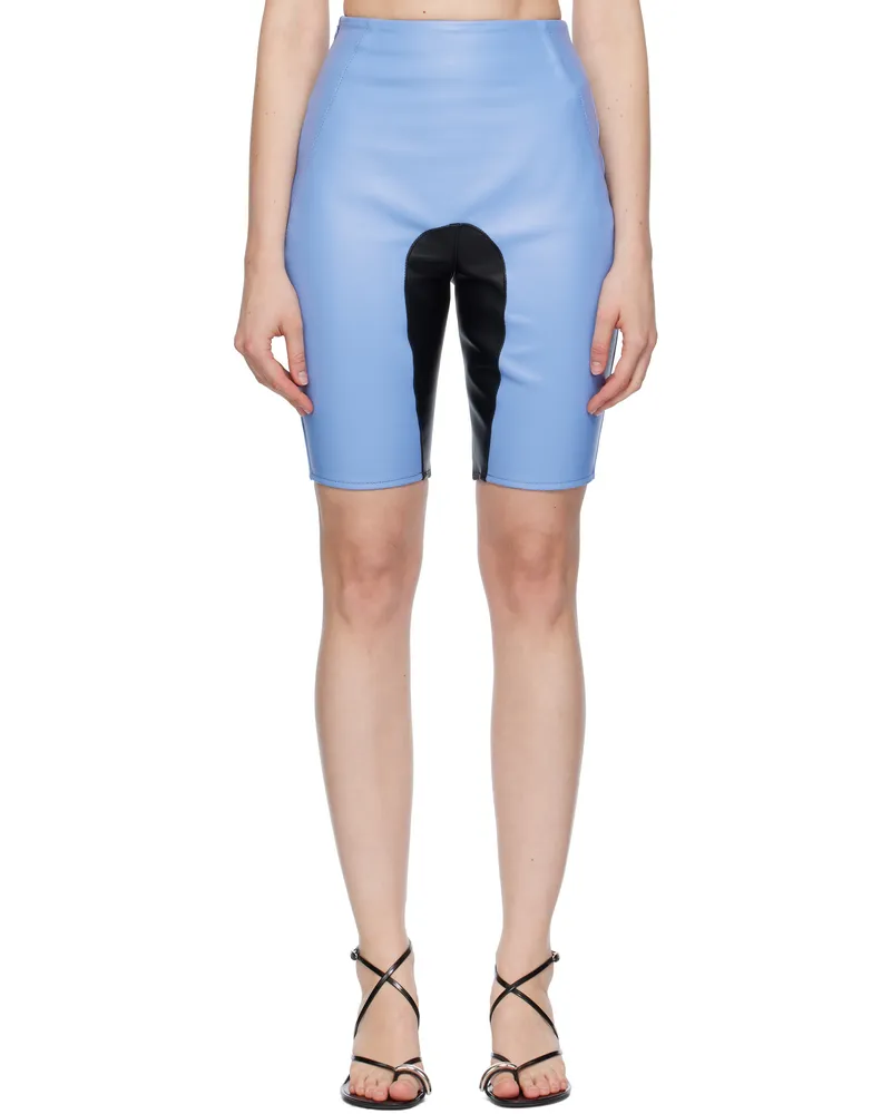ABRA Black & Blue Wet Leather Shorts Black