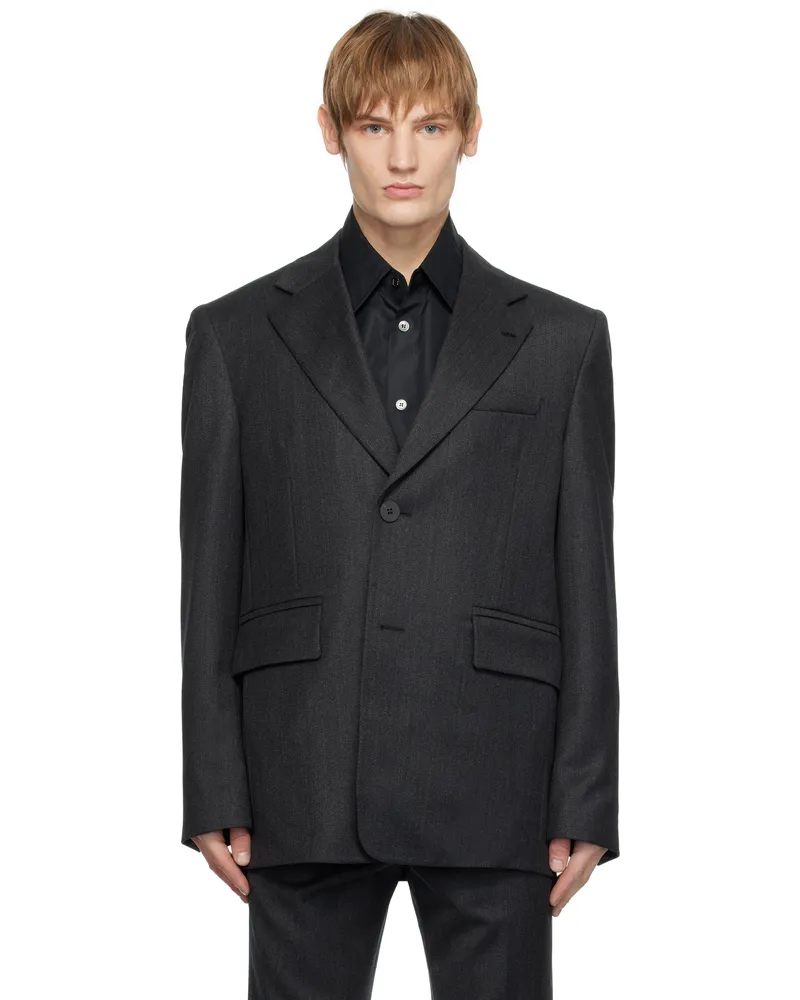 Wooyoungmi Gray Wool Single Blazer 905g