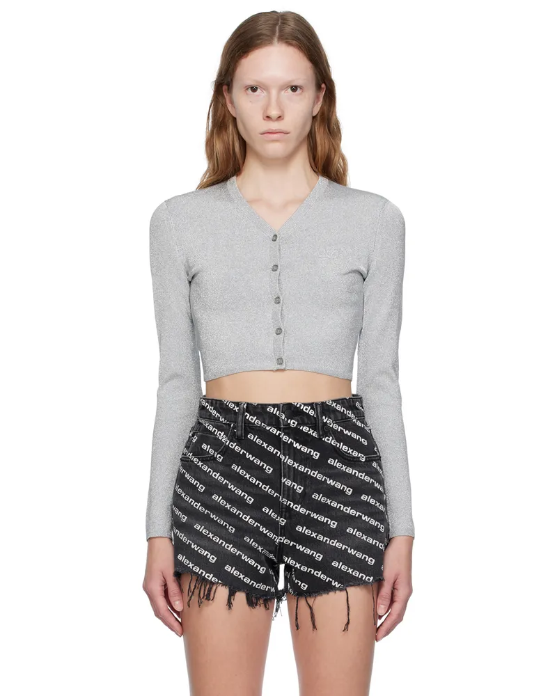 Alexander Wang Silver Embossed Cardigan 046