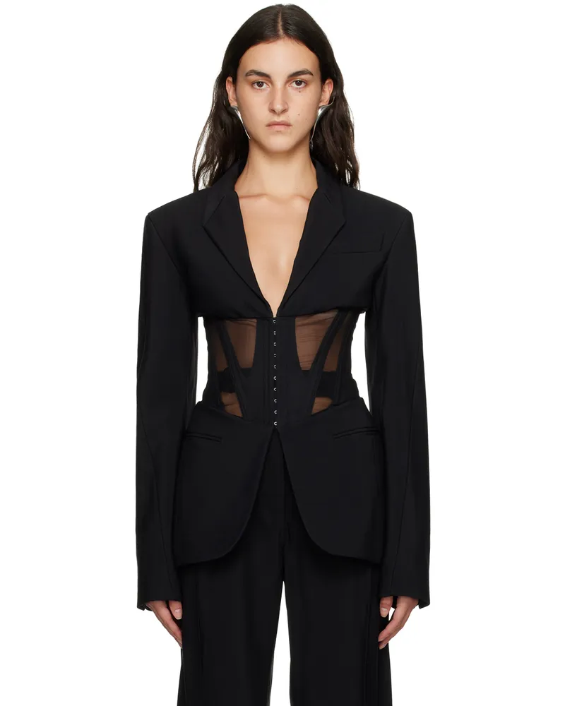 Thierry Mugler Black Semi-Sheer Blazer B1999