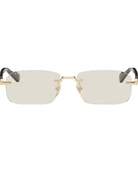 Gucci Gold & Black Rectangular Sunglasses Gold-black-yellow