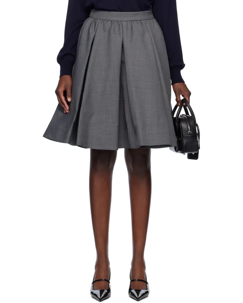SHUSHU/TONG Gray Silhouette Pleated Midi Skirt Gr100