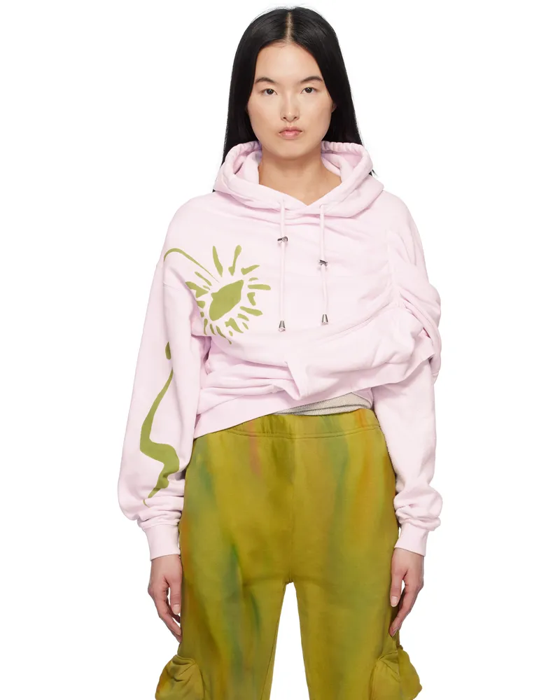 Collina Strada Pink Eva Draped Hoodie Pink