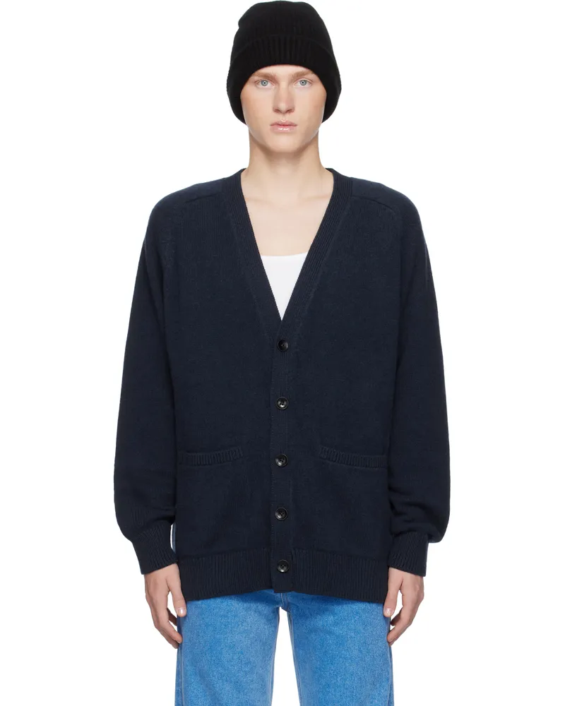 The Elder Statesman Navy Heavy Cardigan