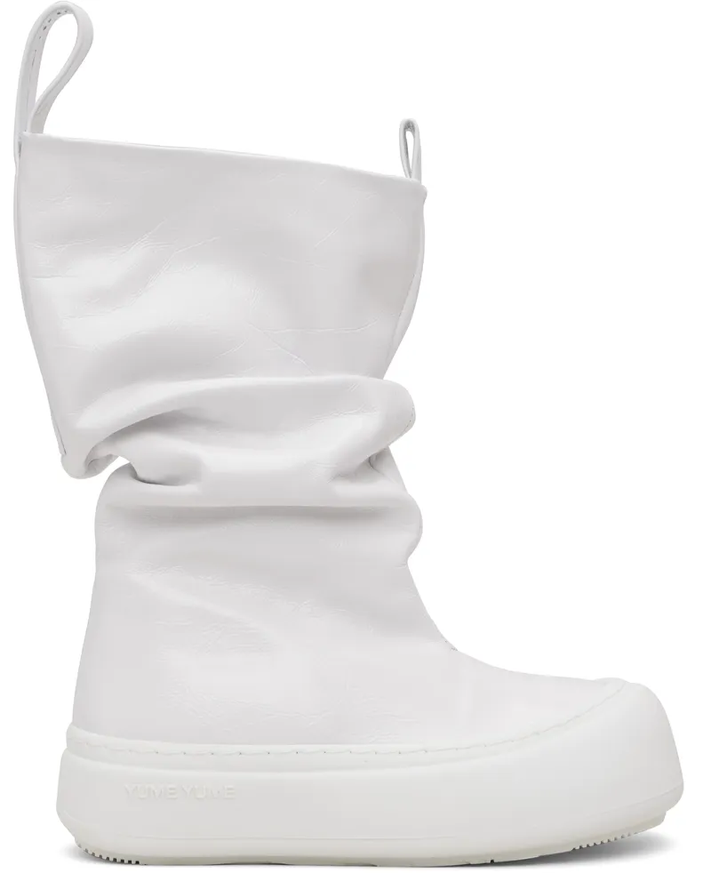 YUME YUME White Fisherman Low Boots Wrinkled