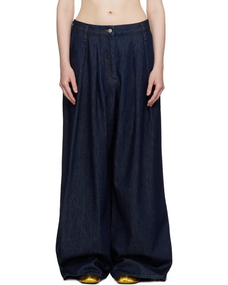 Dries van Noten Indigo Wide Pleated Jeans 507