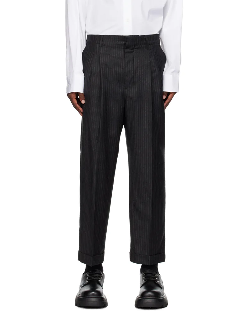 AMI Paris Black Carrot Fit Trousers Grey