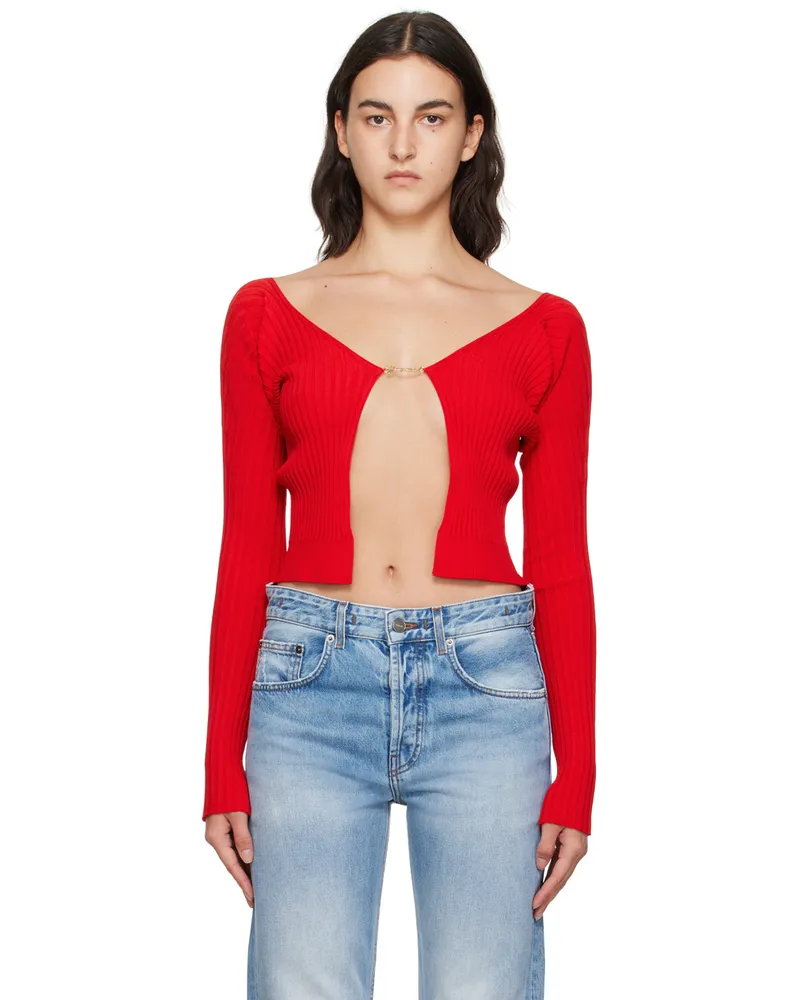 Jacquemus Red Le Chouchou 'La Maille Pralu Longue' Cardigan 470