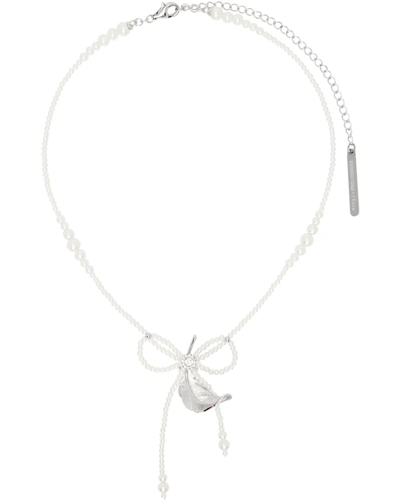 SHUSHU/TONG White & Silver YVMIN Edition Tassel Feather Necklace Silver