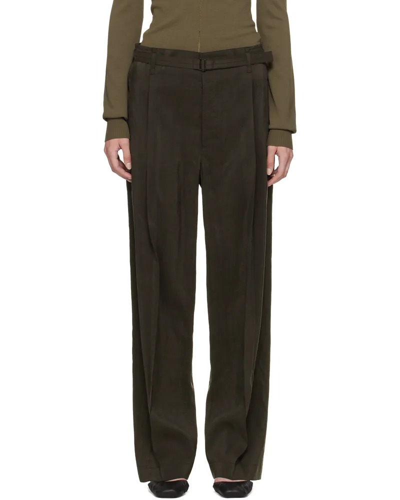 Christophe Lemaire Brown Belted Relaxed Trousers Br507